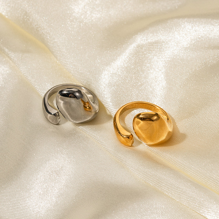 IG Style Asymmetrical Stainless Steel Plating 18K Gold Plated Open Rings