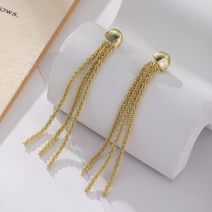 1 Pair Simple Style Classic Style Tassel Copper Drop Earrings
