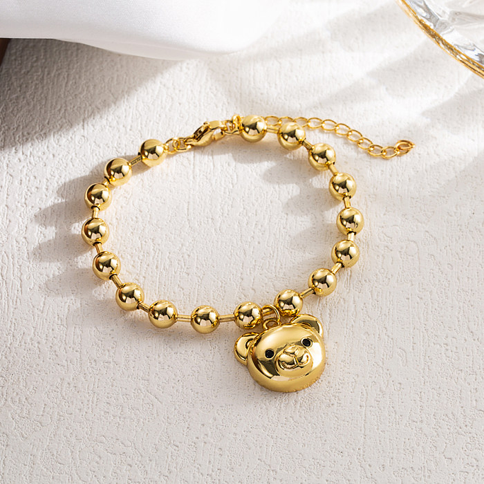 Chaîne de perles en cuivre Style IG Sweet Little Bear, bracelets plaqués or 18 carats