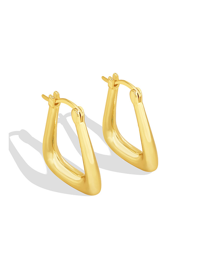 1 Pair Vacation Streetwear Commute Solid Color Plating Copper 18K Gold Plated Hoop Earrings