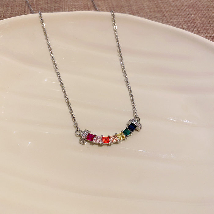 Sweet Colorful Copper Inlay Zircon Necklace