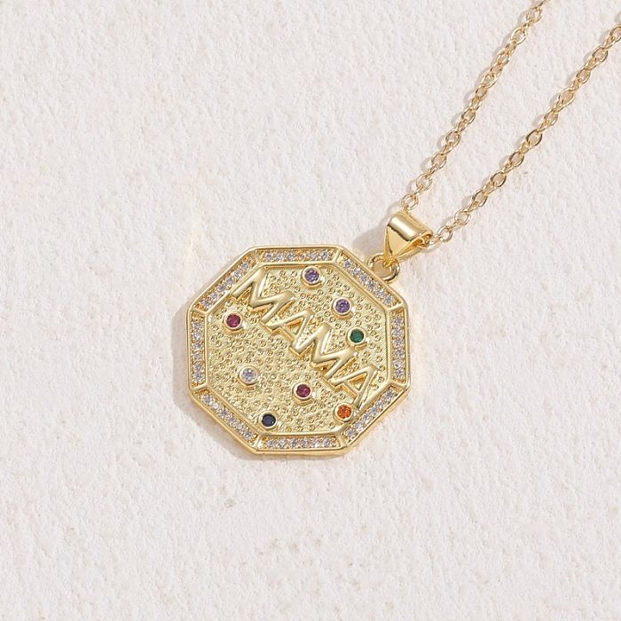 Elegant Classic Style Sun Copper 14K Gold Plated Zircon Necklace In Bulk