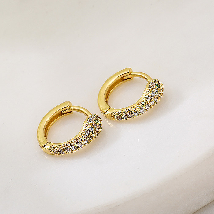 New Style Copper Plated 18K Gold Micro Inlaid Zircon Snake Earrings