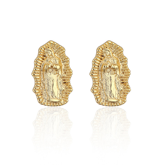 Fashion Plated Real Gold Micro Inlaid Zircon Virgin Geometric Copper Ear Stud Earrings