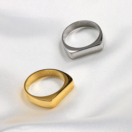 1 Piece Fashion Solid Color Titanium Steel Polishing Plating Rings