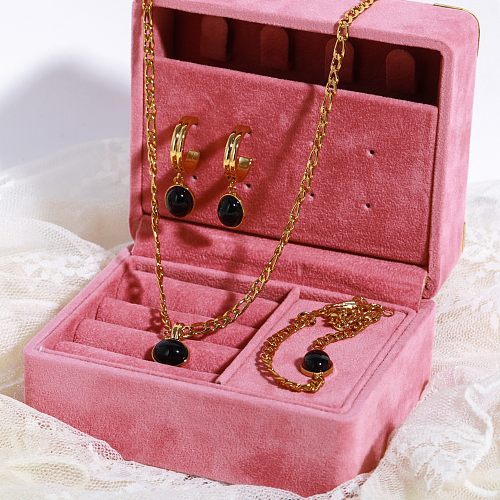 Estilo simples estilo clássico redondo cobre chapeamento banhado a ouro 18K pingente colar