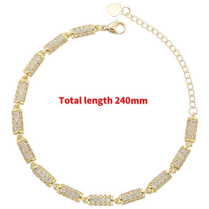 Elegant Luxurious Shiny Solid Color Copper Plating Inlay Zircon 18K Gold Plated Bracelets Necklace