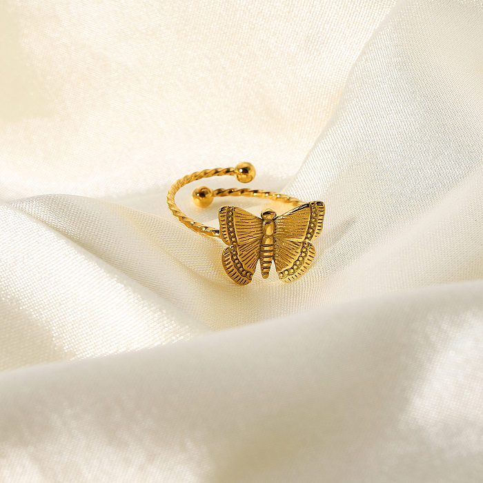 الجملة مطلية بالذهب الفولاذ المقاوم للصدأ خاتم الفراشة والمجوهرات