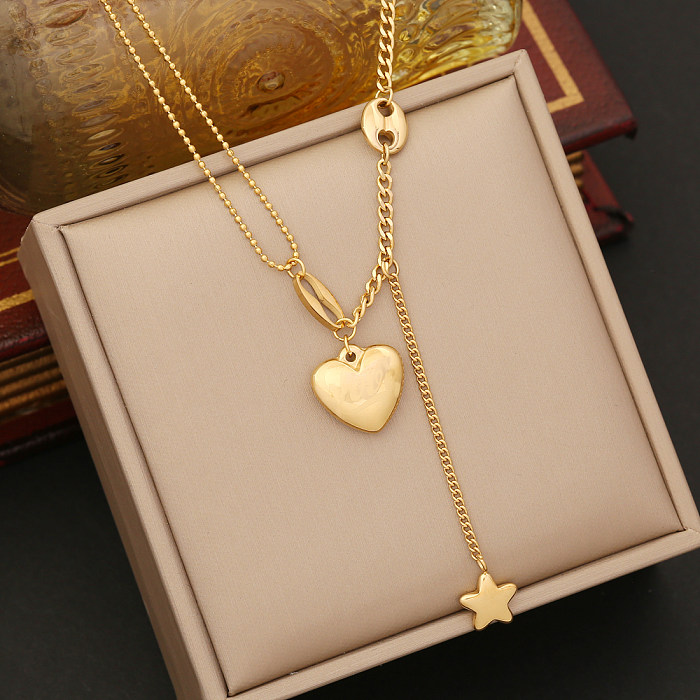 Fashion Heart Shape Stainless Steel Plating Gold Plated Women'S Bracelets Earrings Necklace