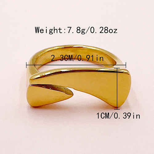 Anéis banhados a ouro geométricos estilo retrô simples em aço inoxidável