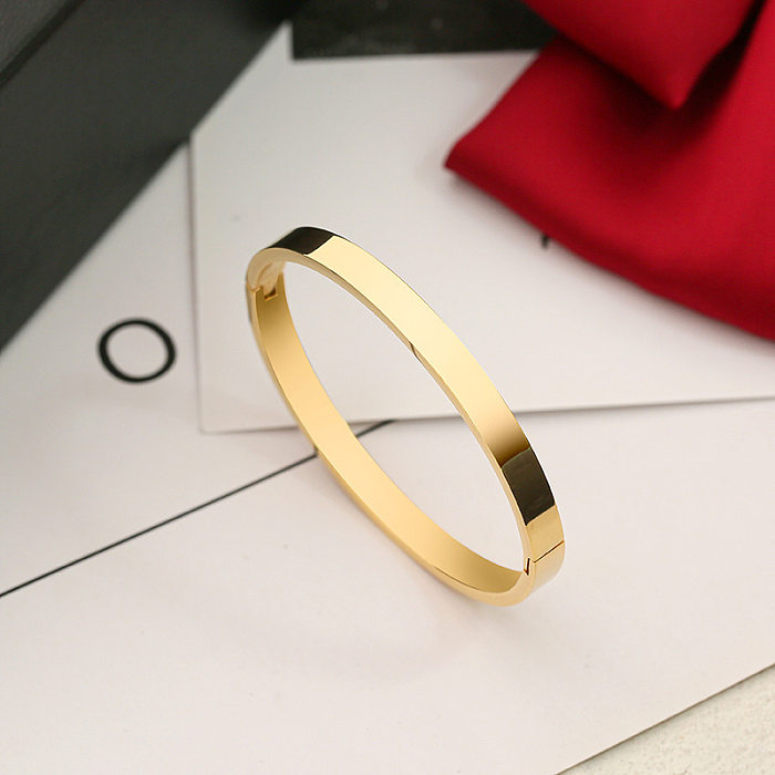 Bracelets d'anneaux de strass d'incrustation d'acier de titane de couleur unie de Style Simple