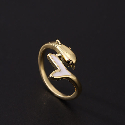 Vintage Style Moon Heart Shape Daisy Copper Plating Inlay Zircon 18K Gold Plated Open Rings