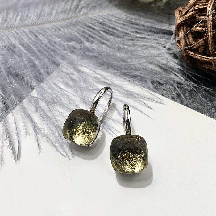 1 Pair Vacation Square Plating Inlay Copper Artificial Crystal Earrings