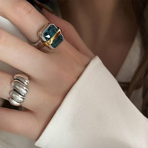 Anéis de cobre com chapeamento de cobre com anel aberto geométrico da moda