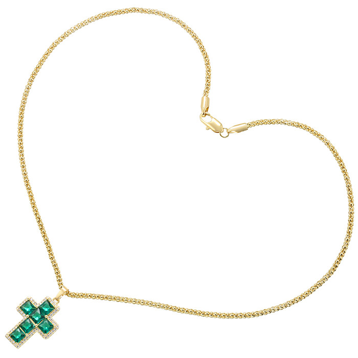 Glam Streetwear Cross Copper Plating Inlay Zircon 18K Gold Plated Pendant Necklace