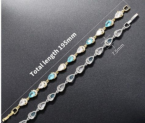 Luxurious Water Droplets Copper Inlay Zircon 18K Gold Plated Bracelets