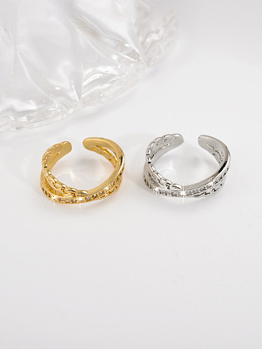 IG Style Casual Simple Style Solid Color Copper Plating Inlay Zircon 18K Gold Plated Open Ring