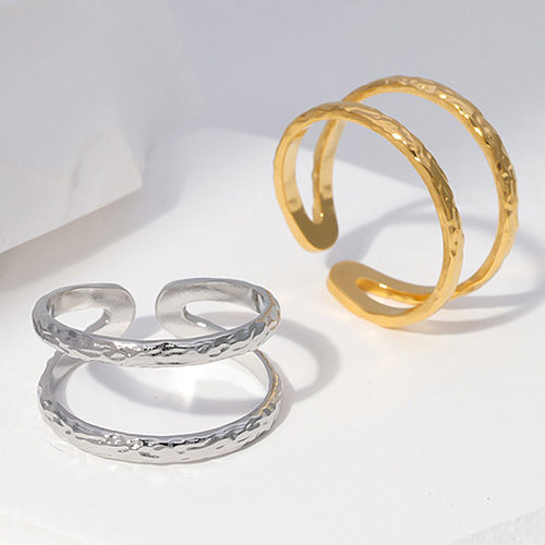 Offener Ring im einfachen Stil mit geometrischer Edelstahlbeschichtung