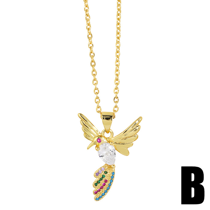 1 Piece Fashion Bird Copper Plating Inlay Zircon Pendant Necklace