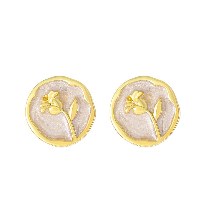 Fashion Animal Star Flower Alloy Copper Plating Artificial Pearls Zircon Earrings Ear Studs 1 Pair