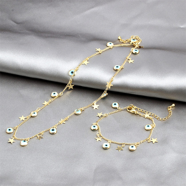 Fashion Star Eye Copper Enamel Women'S Bracelets Necklace 1 Piece