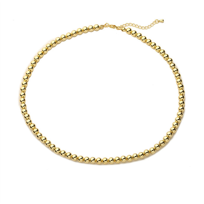 Collier de bracelets plaqués or avec placage de perles de cuivre rondes artistiques