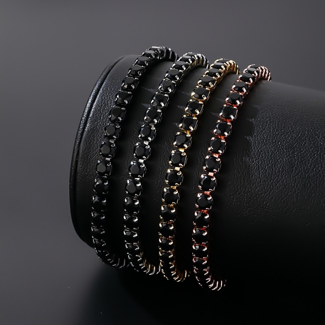Hip-Hop Cool Style Rectangle Copper Inlay Zircon Bracelets