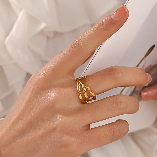 IG Style Lines Offene Ringe mit Edelstahlbeschichtung und 18-Karat-Vergoldung