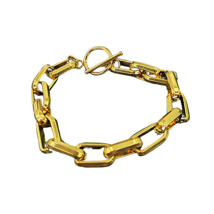 Collier de bracelets plaqué or 18 carats en acier titane de couleur unie de style classique