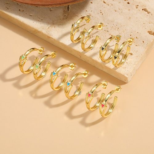 1 Paar luxuriöse, einfarbige Kupfer-Ohrringe mit 14-Karat-Vergoldung