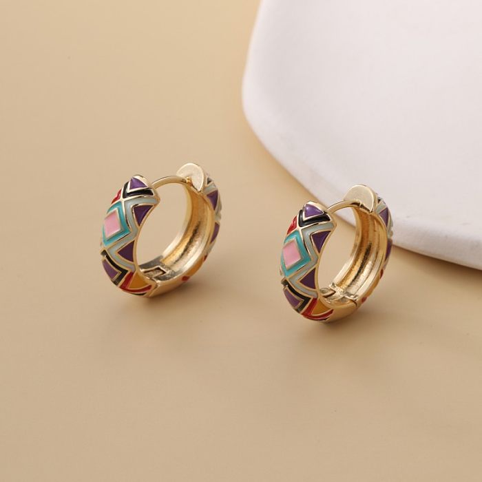 1 Pair Hip-Hop Geometric Enamel Plating Copper Earrings