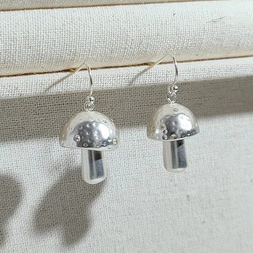 1 paire de boucles d'oreilles pendantes en cuivre, Style Simple, Patchwork de champignons