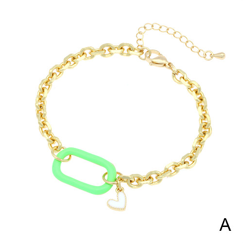 Hip-Hop Punk Oval Copper Enamel Plating Gold Plated Bracelets