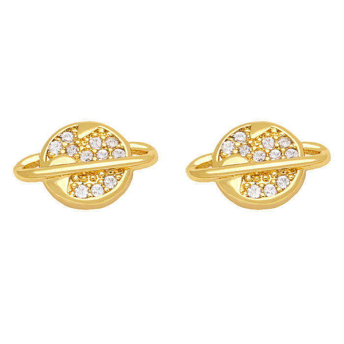 Personality Planet Female Creative Cross Diamond Copper Earring