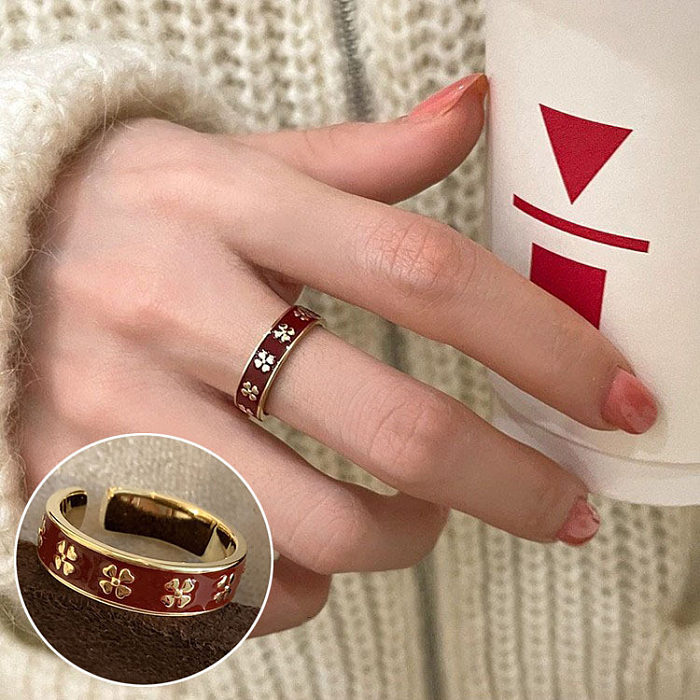 Simple Style Geometric Copper Plating Open Ring