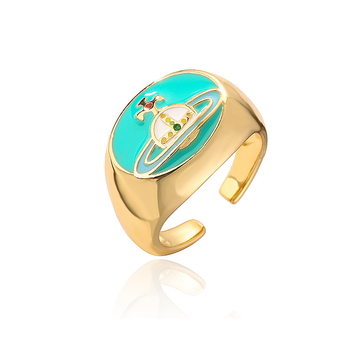 Fashion Planet Copper Enamel Gold Plated Open Ring 1 Piece