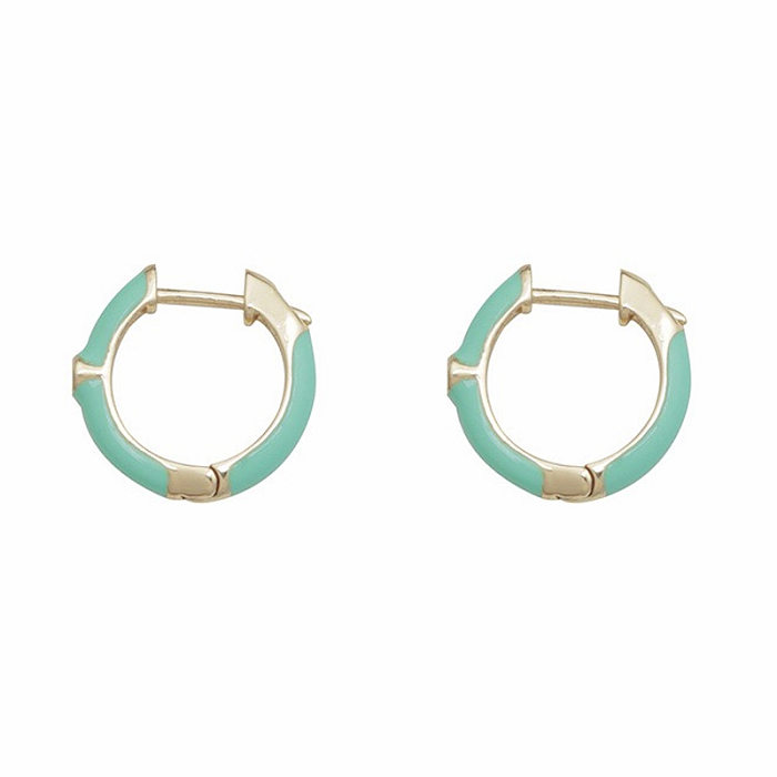 1 Pair Simple Style Color Block Enamel Copper Earrings