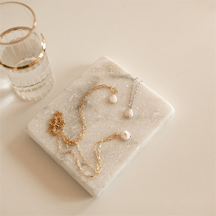 Mode-Perlen-Büroklammer-Halskette Einfache verkupferte Halskette aus 14K Gold