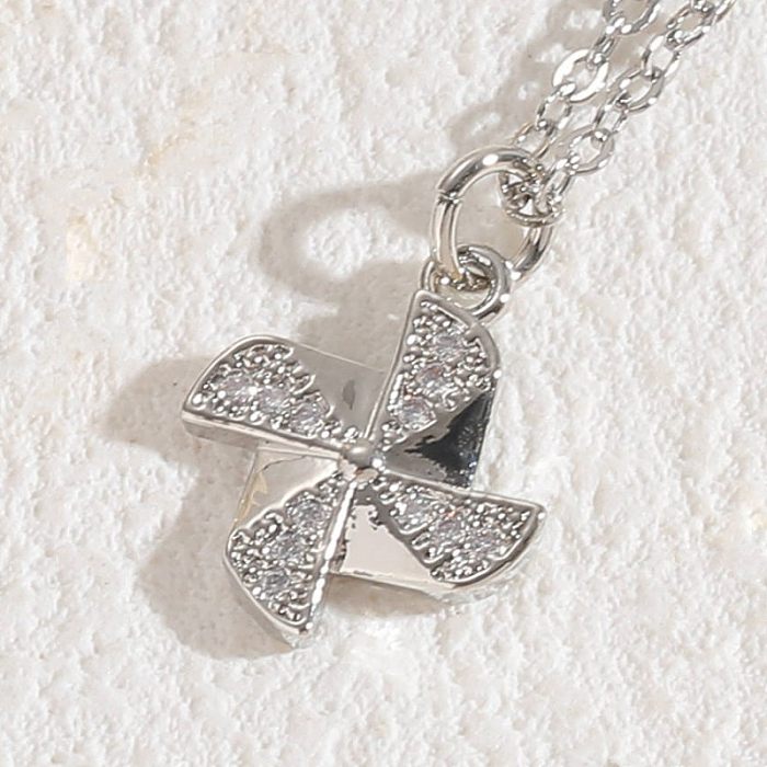 Collier pendentif pentagramme en forme de cœur, Style Simple et élégant, avec incrustation de cuivre et Zircon plaqué or 14 carats