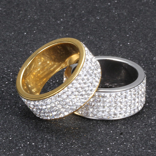 Anéis de pedras preciosas artificiais do embutimento de aço titânio redondo da moda 1 peça