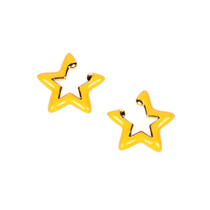 Modische Pentagramm-Kupfer-Emaille-Ohrclips, 1 Paar