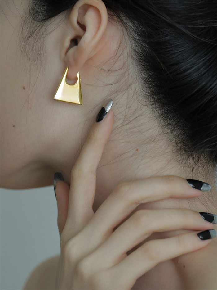 1 paire de boucles d'oreilles en cuivre plaqué couleur unie, Style Simple