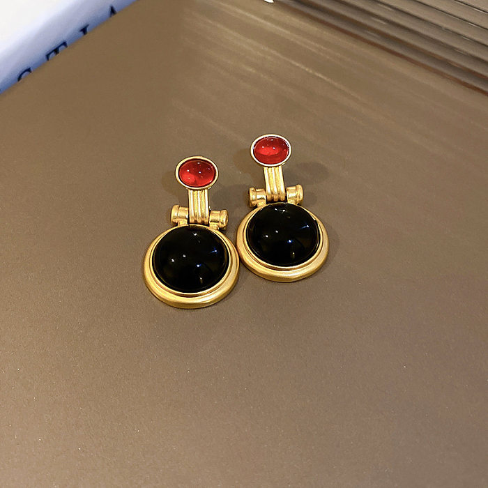 1 Paar Retro-Tropfen-Ohrringe mit Kupfer-Harz-Beschichtung