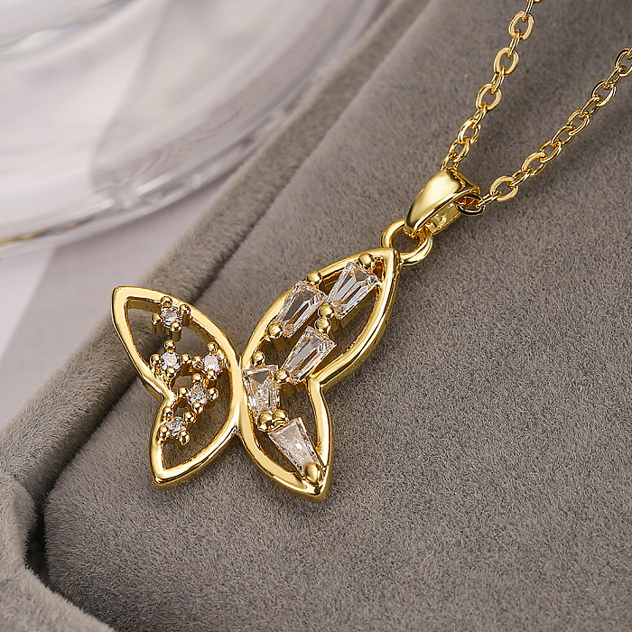 Collier avec pendentif papillon en cuivre plaqué or 18 carats, Style Simple, en vrac, en vrac