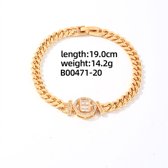 IG Style Shiny Round Oval Water Droplets Stainless Steel Copper Plating Inlay Zircon Gold Plated Bracelets