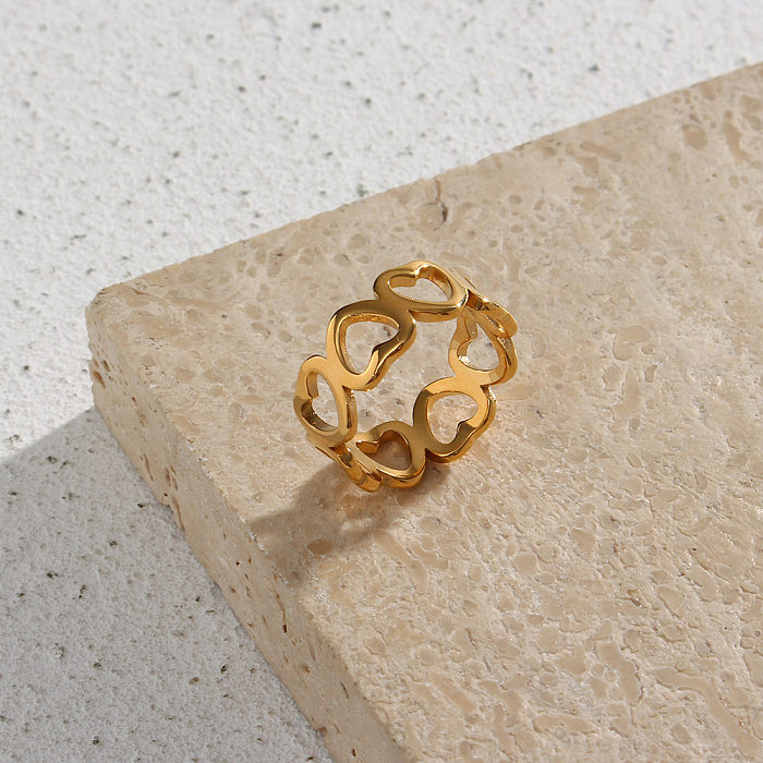 Anéis de aço inoxidável em forma de coração da moda anéis de aço inoxidável chapeados