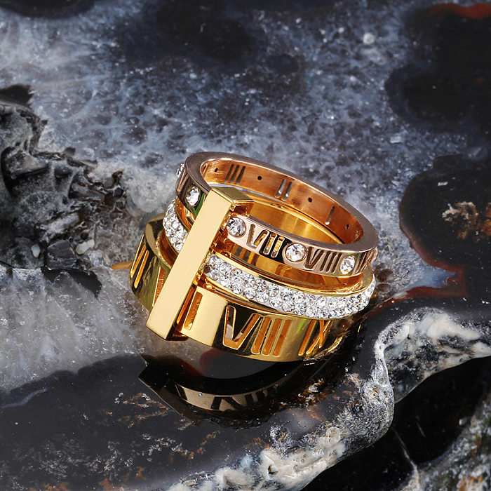 الماس رصع الحروف الرومانية اللونين خاتم الأزياء والمجوهرات بالجملة المجوهرات