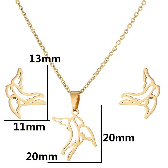 1 Set Simple Style Bee Butterfly Stainless Steel Plating Earrings Necklace