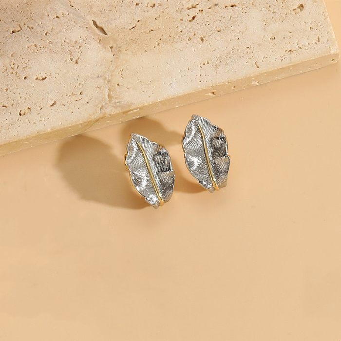 1 paire de boucles d'oreilles élégantes et luxueuses, incrustations de placage de couleur unie en cuivre et Zircon plaqué or 14 carats