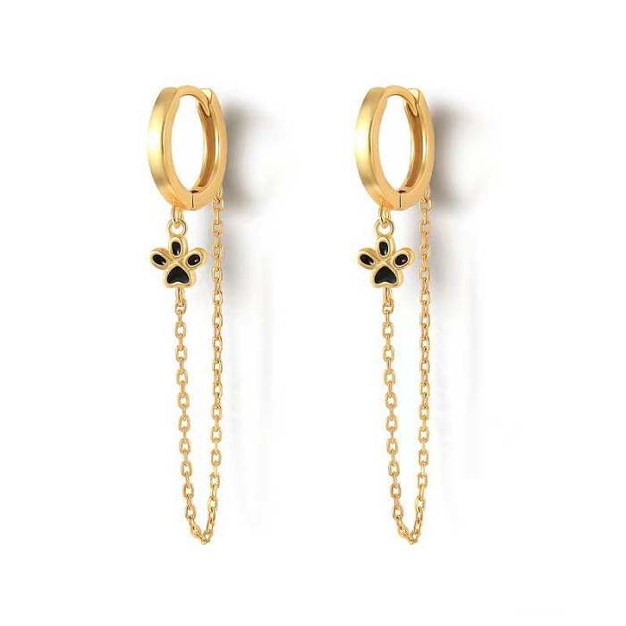 1 Pair Simple Style Star Moon Epoxy Plating Copper Drop Earrings